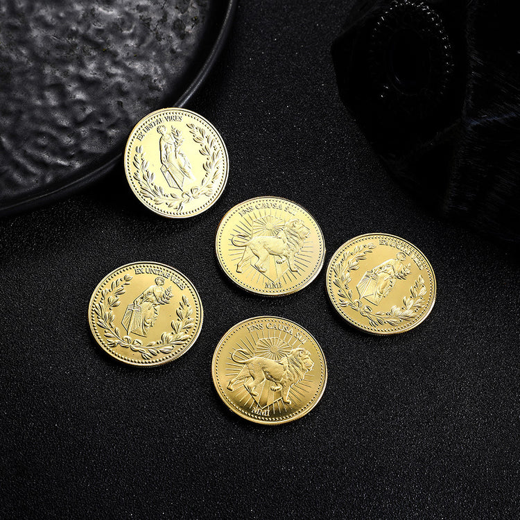 a group of gold coins