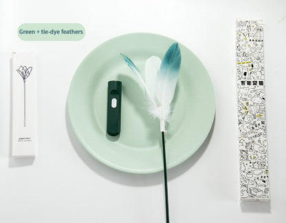 Cat Teaser Stick Laser Teaser Stick Feather Three In One USB Charging Multifunctional Pet Supplies Toy Teaser Stick Replacement Head