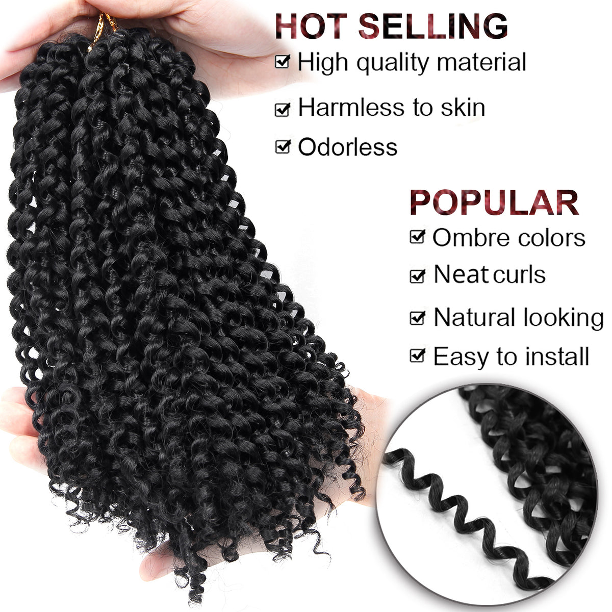 a hand holding a bundle of curly hair