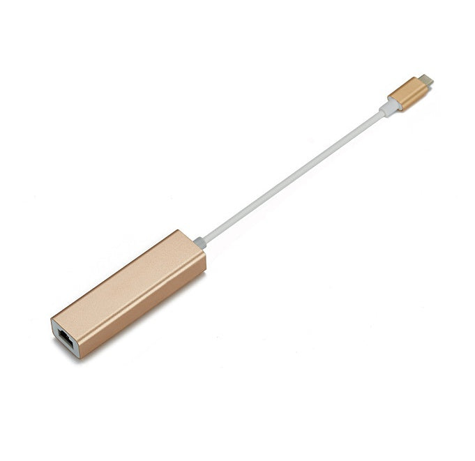 a gold usb cable with a white cord