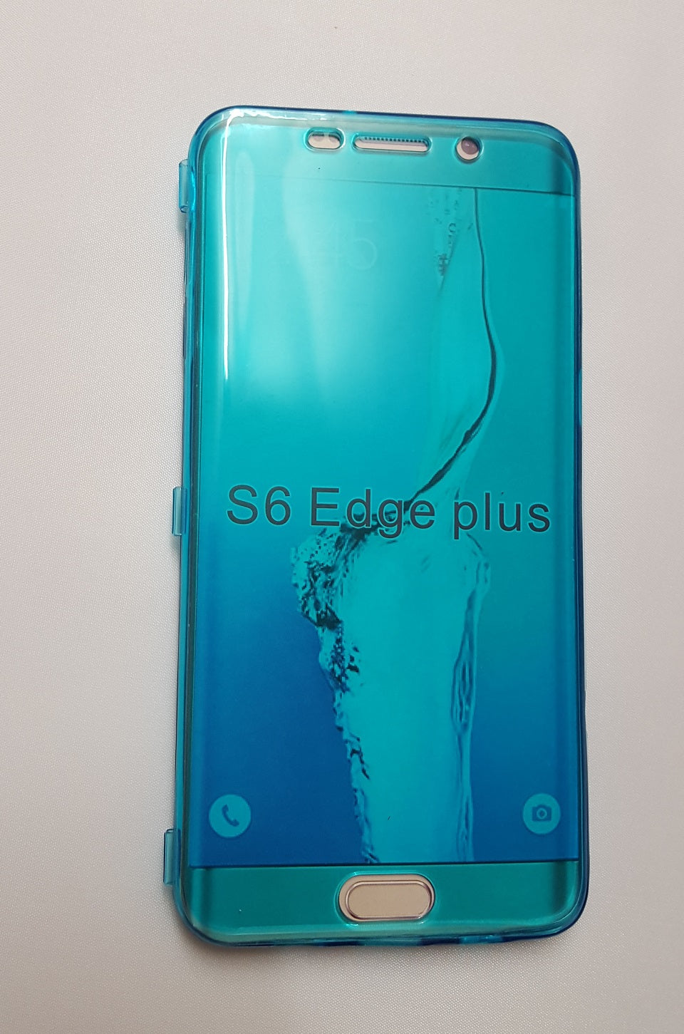 a cell phone with a blue cover