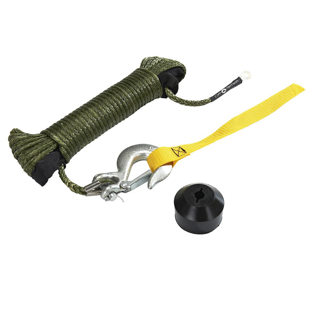 a rope and hook with a yellow strap