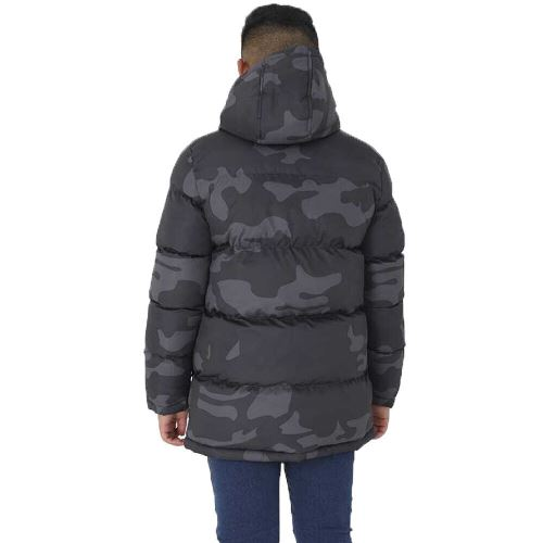 a person wearing a camouflage coat