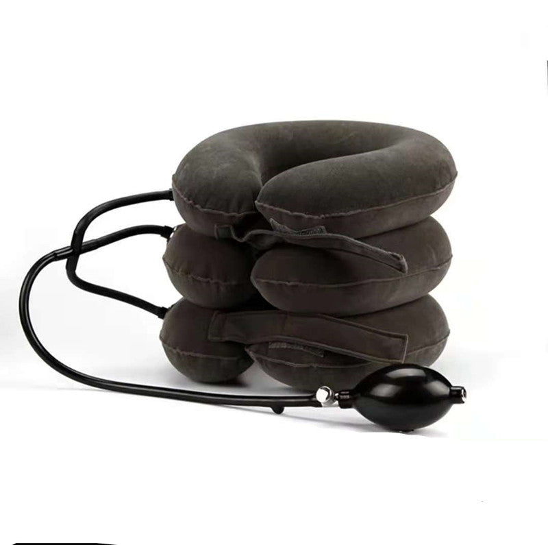 a black neck pillow with a black tube
