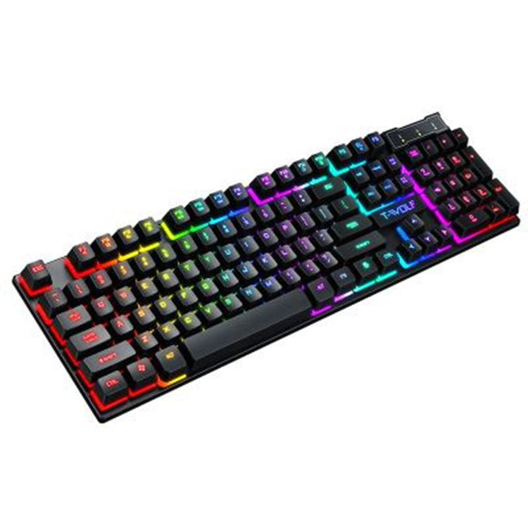 a black keyboard with rainbow colored keys