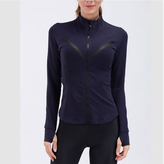 Slim Fit Zipper Stand Collar Exercise Yoga Suit Jacket