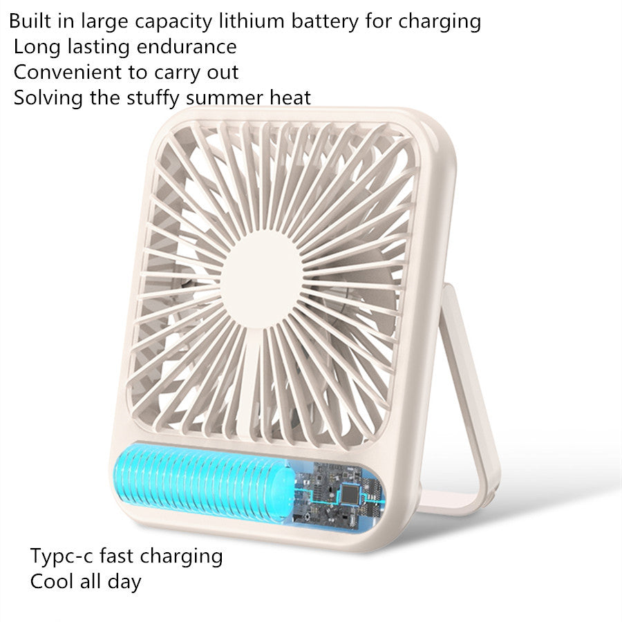 a small white fan with blue light
