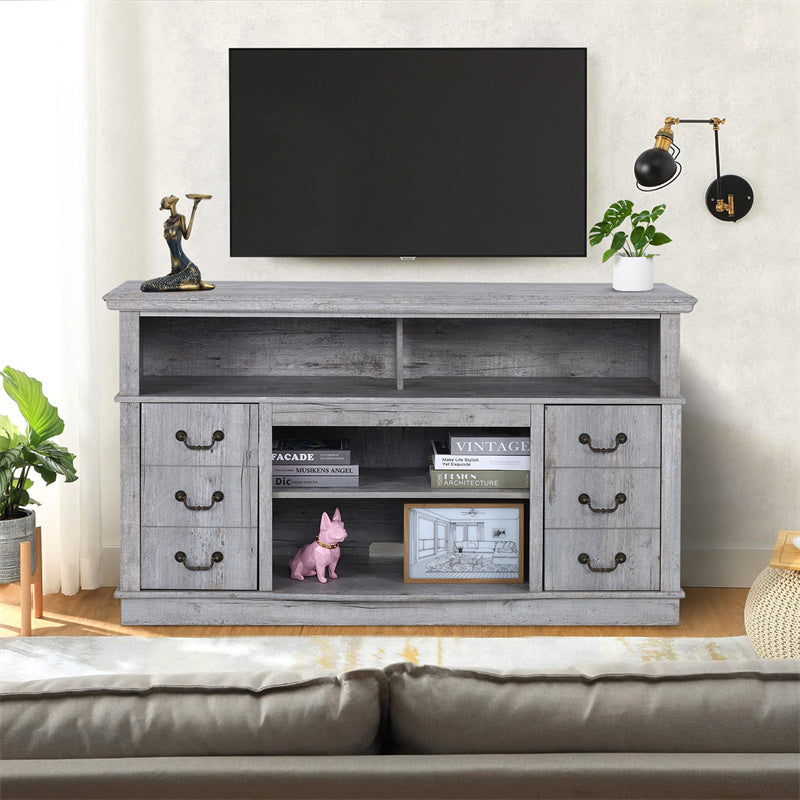 a tv on a shelf