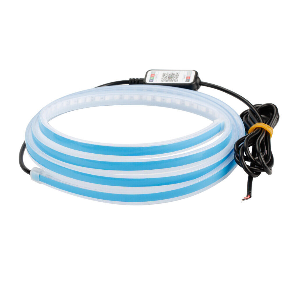 a blue and white tube with a black wire