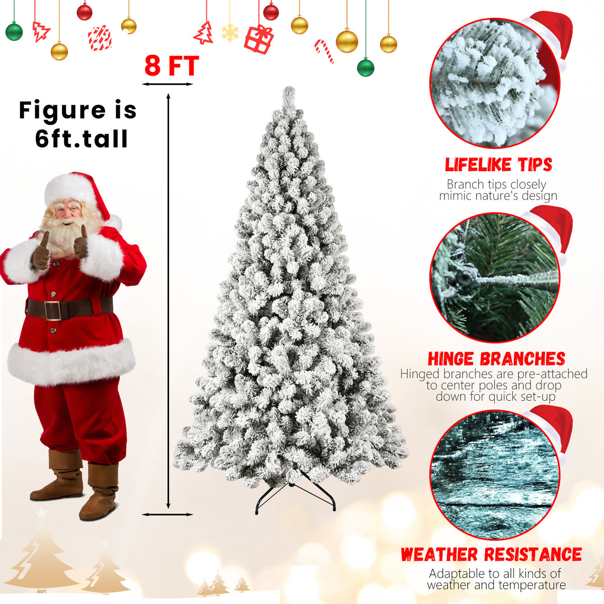 a man in a garment standing next to a christmas tree