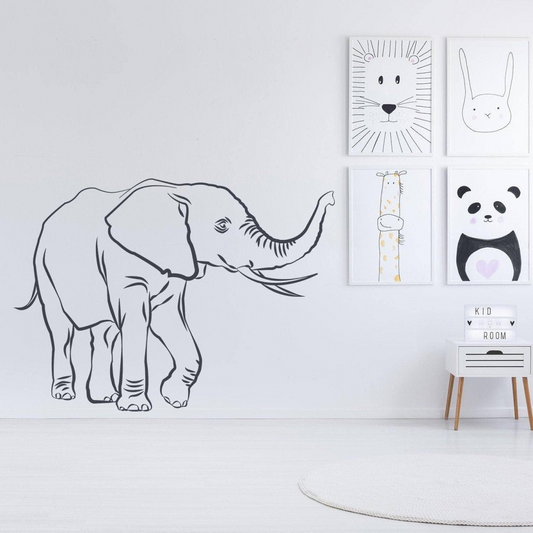Elephant Stickers - Cute Vinyl Wall Animal Decal - Decor Nursery Sticker - Art Tribal Decorative Gift Wallsticker Safari Trunk Up Decals