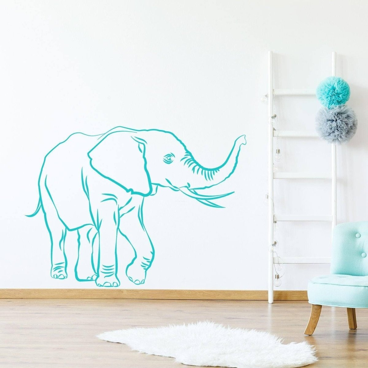 Elephant Stickers - Cute Vinyl Wall Animal Decal - Decor Nursery Sticker - Art Tribal Decorative Gift Wallsticker Safari Trunk Up Decals