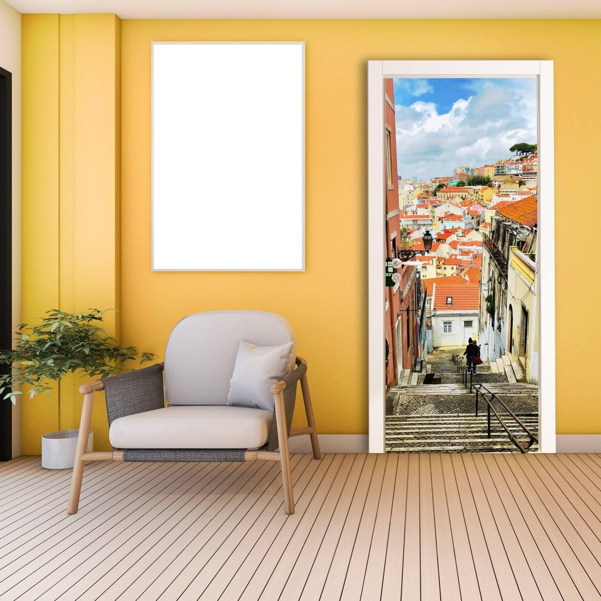 3d Door Cover Sticker - Street Wallpaper Front Door Mural Wall Decal - Removable Peel Stick Interior Covering Wrap Decor Vinyl For Doors Art