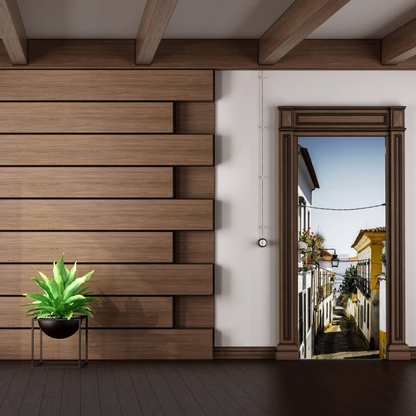 3d Door Cover Sticker - Street Wallpaper Front Door Mural Wall Decal - Removable Peel Stick Interior Covering Wrap Decor Vinyl For Doors Art