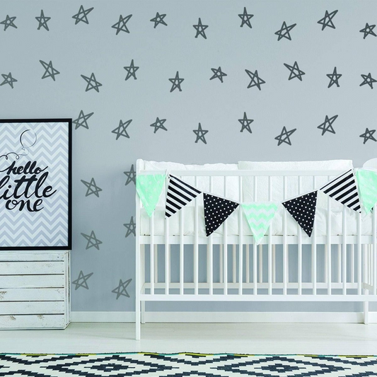 40x Star Stickers - Baby Shower Decor Set Vinyl Wall Twinkle Decal - Art Nursery Label, Star Decals, Star Decoration, Nursery Sticker