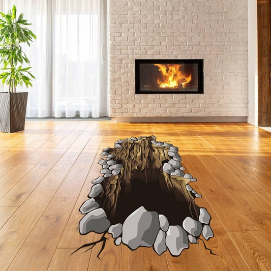 3d Floor Porthole Sticker - Self Adhesive Art Mural Living Room Vinyl  Hole Decal For Interior - Bathroom Waterproof Print Decor Stickers