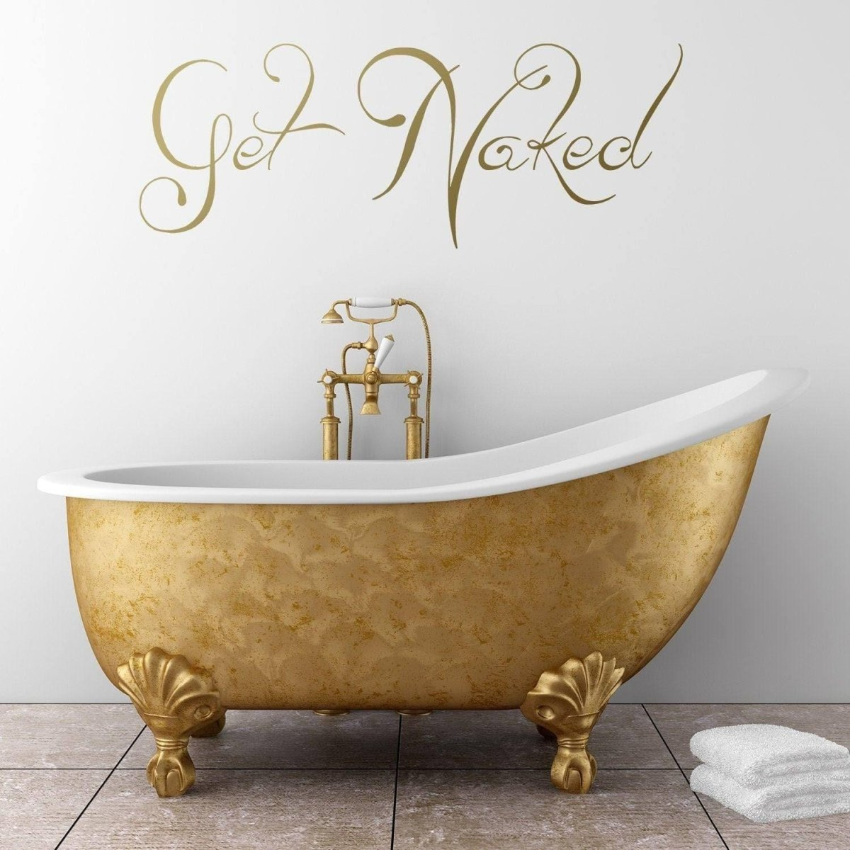 Get Naked Wall Bathroom Sticker - Shower Vinyl Quote Fun Bath Funny Sexy Decal - Bathtub Art Decor Humor Mirror Pool Door Nake Sign