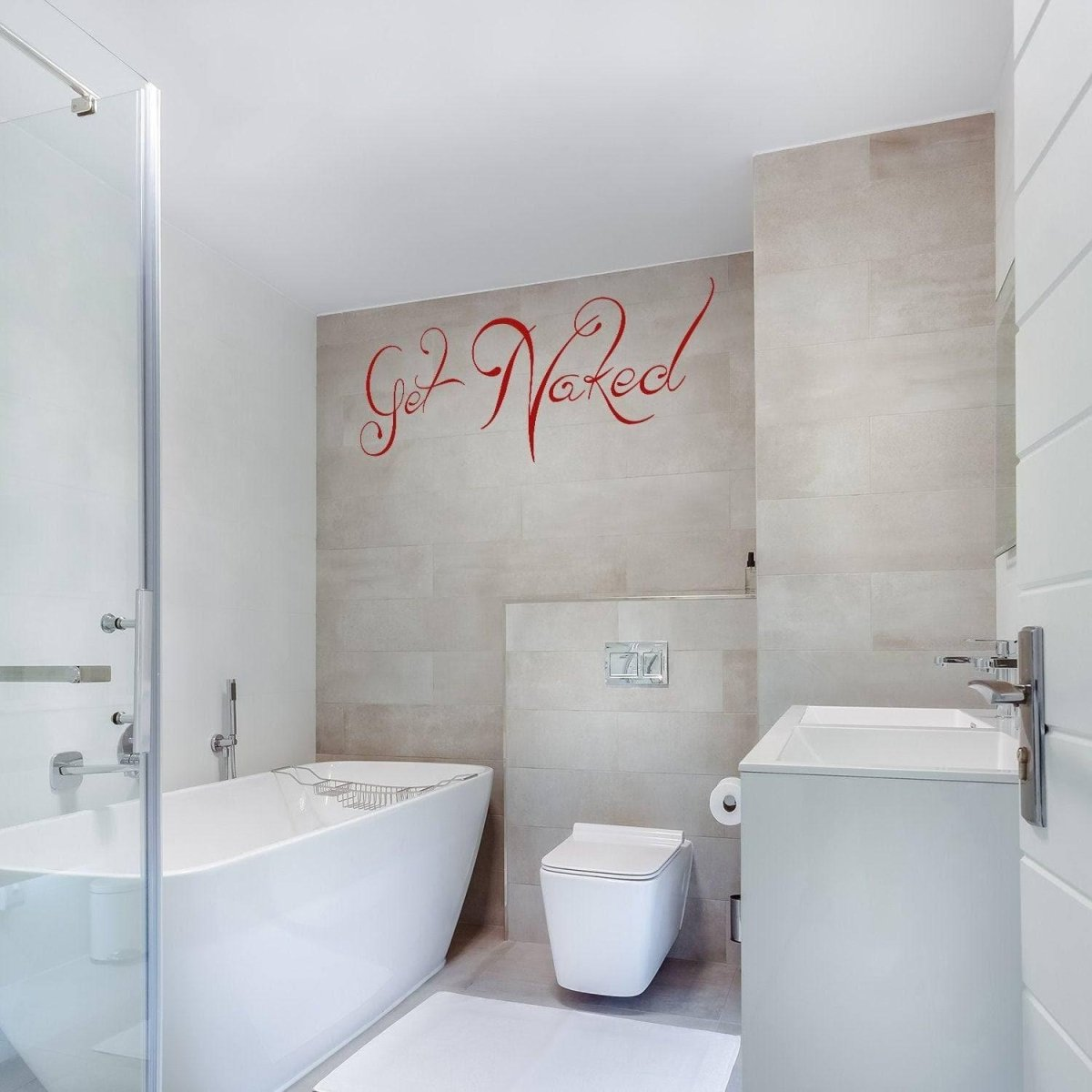 Get Naked Wall Bathroom Sticker - Shower Vinyl Quote Fun Bath Funny Sexy Decal - Bathtub Art Decor Humor Mirror Pool Door Nake Sign