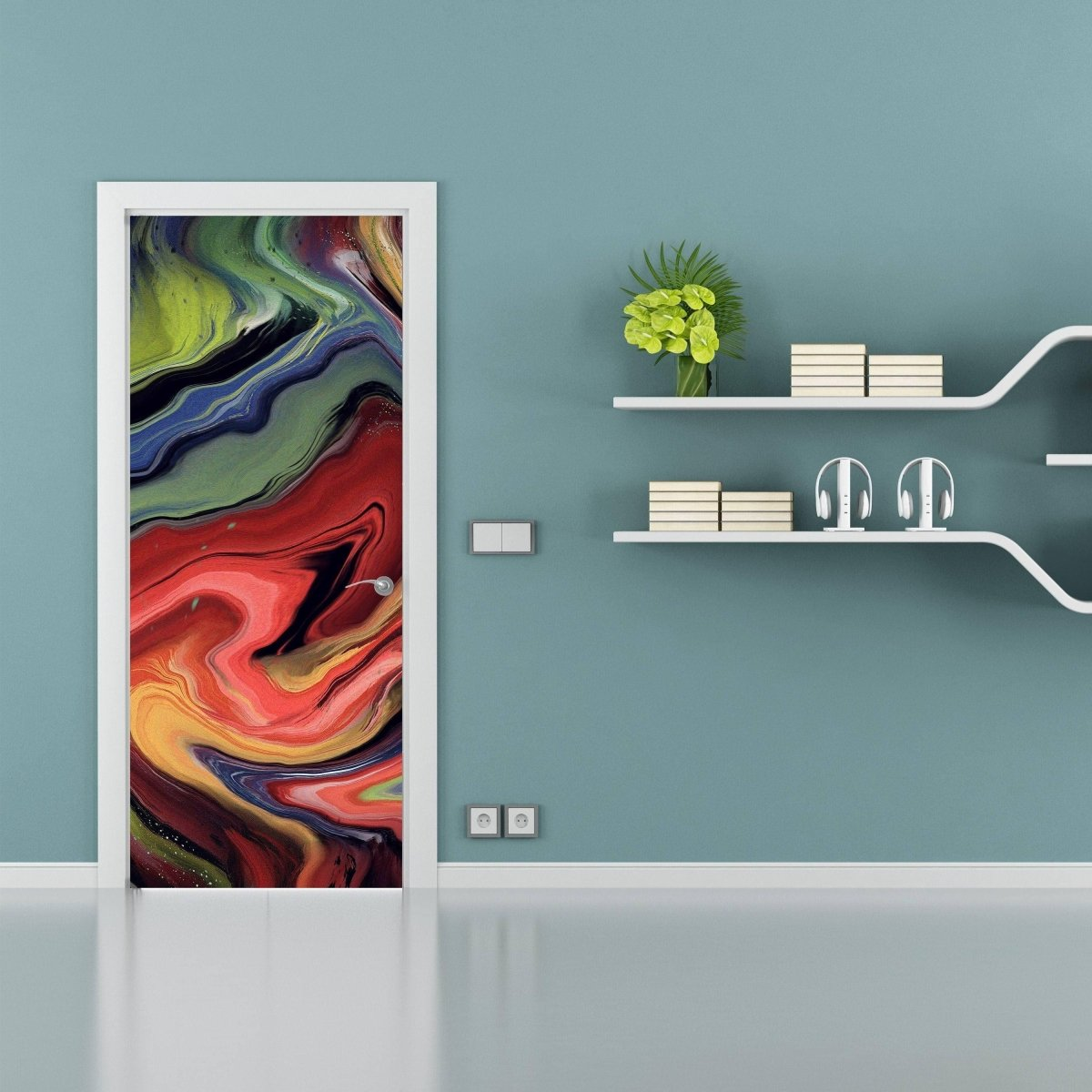 3d Door Cover Sticker - Abstract Wallpaper Front Door Mural Wall Decal - Removable Peel Stick Interior Covering Wrap Decor Vinyl For Doors
