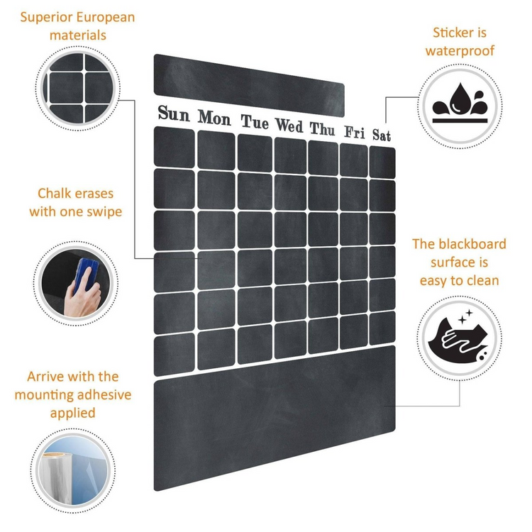 a calendar with black squares