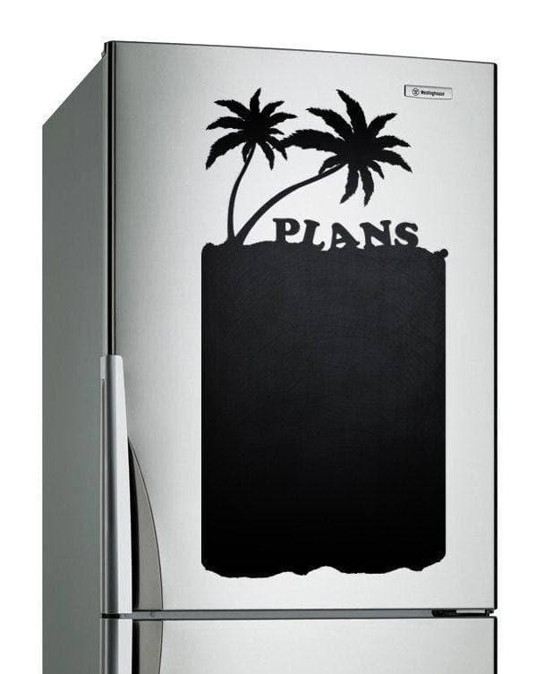 a silver refrigerator with a black sticker on it