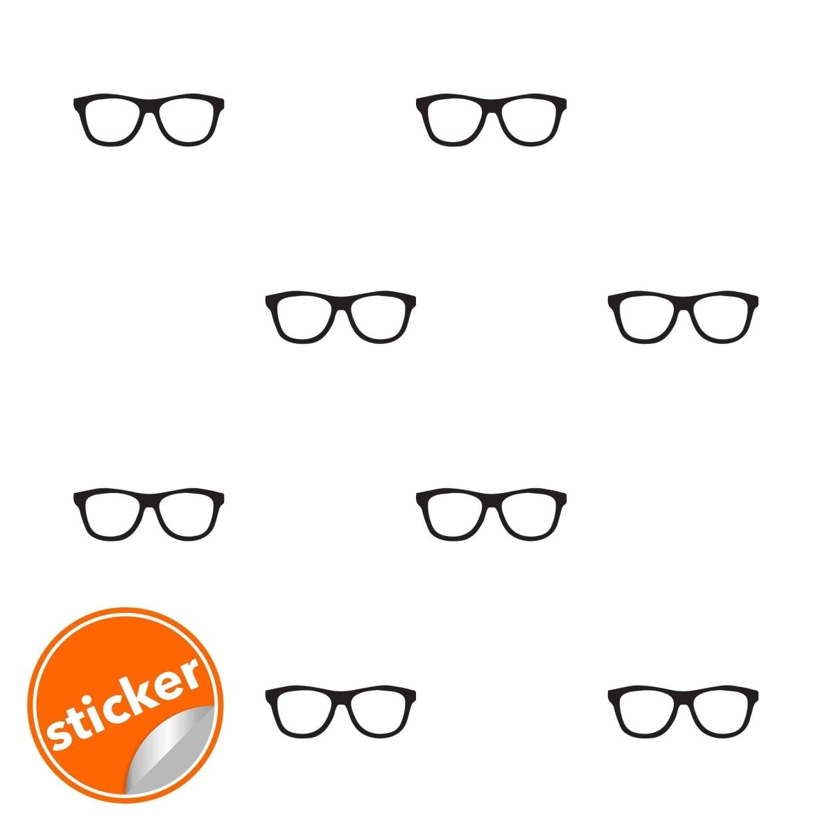 50x Glasses Wall Decals Decor - Spectacles Sticker For Bedroom Living Room - Gold Vinyl Decal Adhesive Pairs of Glasses Cell Stickers