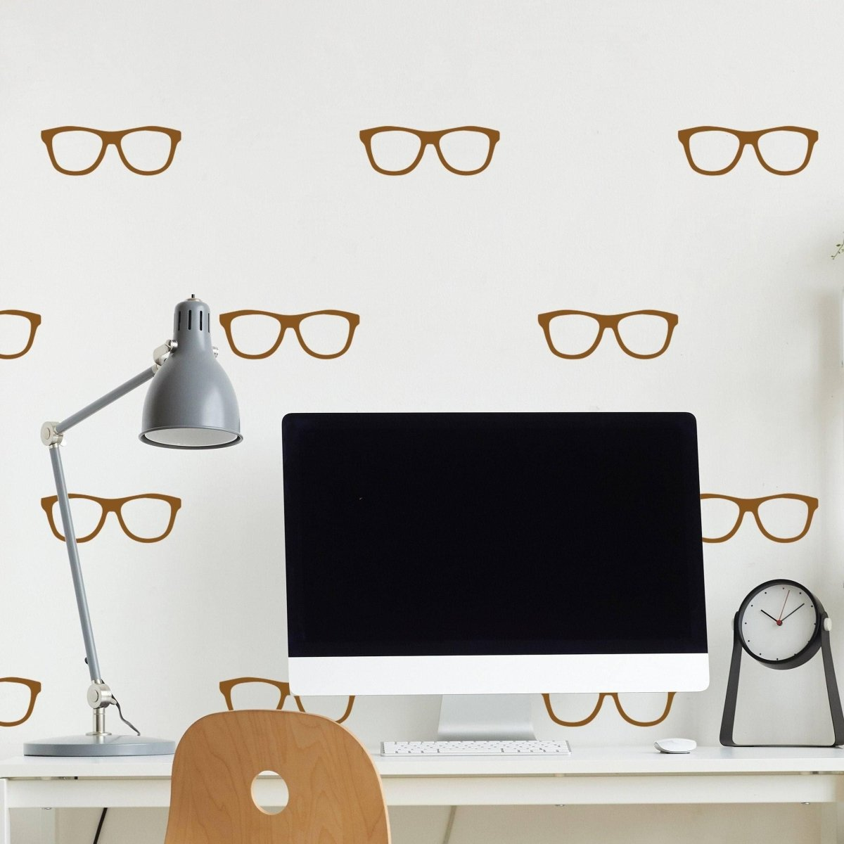 50x Glasses Wall Decals Decor - Spectacles Sticker For Bedroom Living Room - Gold Vinyl Decal Adhesive Pairs of Glasses Cell Stickers