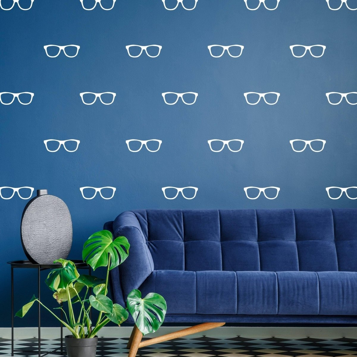 50x Glasses Wall Decals Decor - Spectacles Sticker For Bedroom Living Room - Gold Vinyl Decal Adhesive Pairs of Glasses Cell Stickers