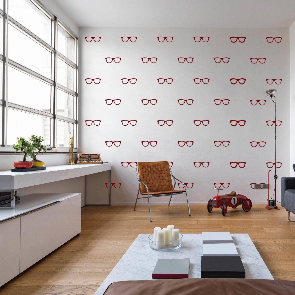 50x Glasses Wall Decals Decor - Spectacles Sticker For Bedroom Living Room - Gold Vinyl Decal Adhesive Pairs of Glasses Cell Stickers
