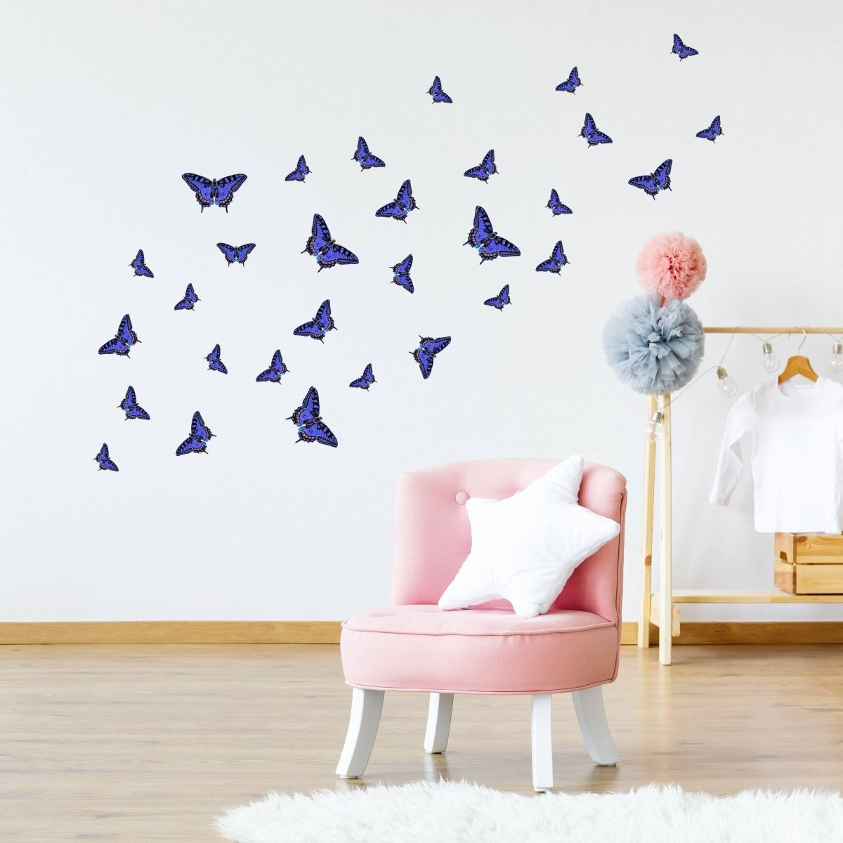 30 Butterfly Wall Decor Stickers - Art Decorations Decals For Girl Room Bedroom - Baby Kids Girls Pink Nursery Sticker - 3d Party Decoration