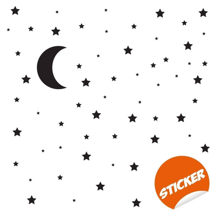 115x Star Wall Stickers - Baby Shower Moon Set Decorative Vinyl Decal - Little Cute Twinkle Pack Decor Nursery - Gold Crescent Decoration
