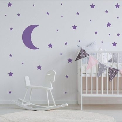 115x Star Wall Stickers - Baby Shower Moon Set Decorative Vinyl Decal - Little Cute Twinkle Pack Decor Nursery - Gold Crescent Decoration