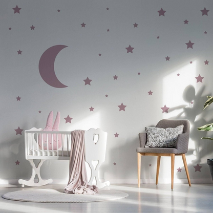 115x Star Wall Stickers - Baby Shower Moon Set Decorative Vinyl Decal - Little Cute Twinkle Pack Decor Nursery - Gold Crescent Decoration