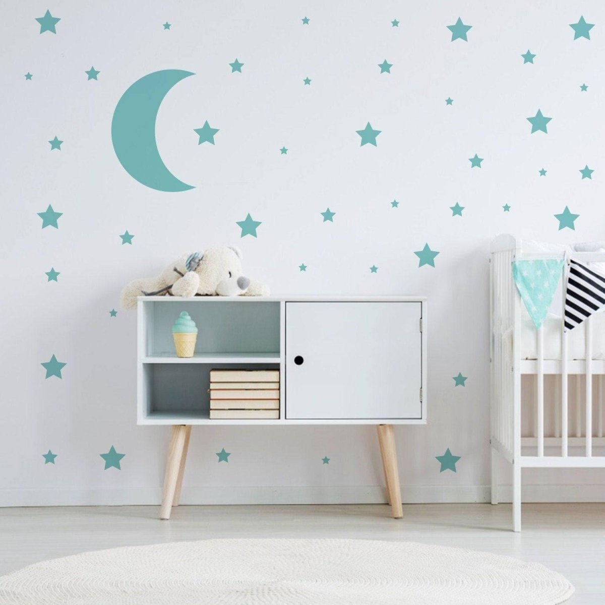 115x Star Wall Stickers - Baby Shower Moon Set Decorative Vinyl Decal - Little Cute Twinkle Pack Decor Nursery - Gold Crescent Decoration