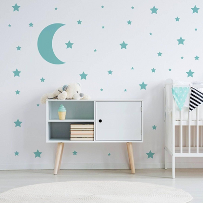 115x Star Wall Stickers - Baby Shower Moon Set Decorative Vinyl Decal - Little Cute Twinkle Pack Decor Nursery - Gold Crescent Decoration