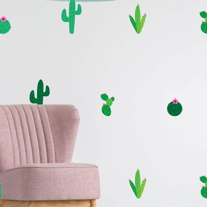 40x Cactus Wall Decal - Bedroom Nursery Room Vinyl Art Decor Sticker - Plant Kitchen Decals Mural - Baby Home Peel Stick Door Light Clings