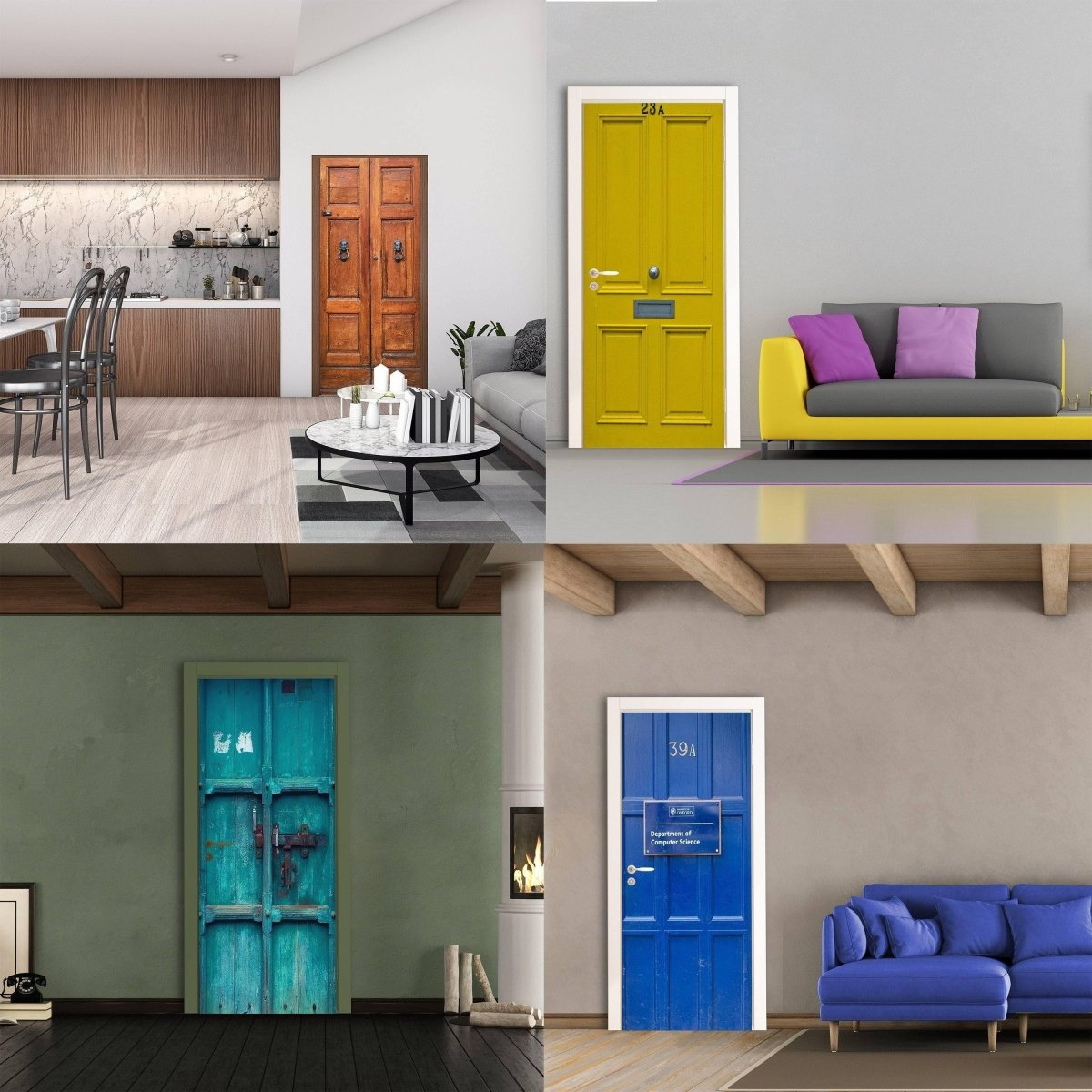 3d Door Cover Sticker - Barn Wallpaper Front Door Mural Wall Decal - Removable Peel Stick Interior Covering Wrap Decor Vinyl For Doors Art