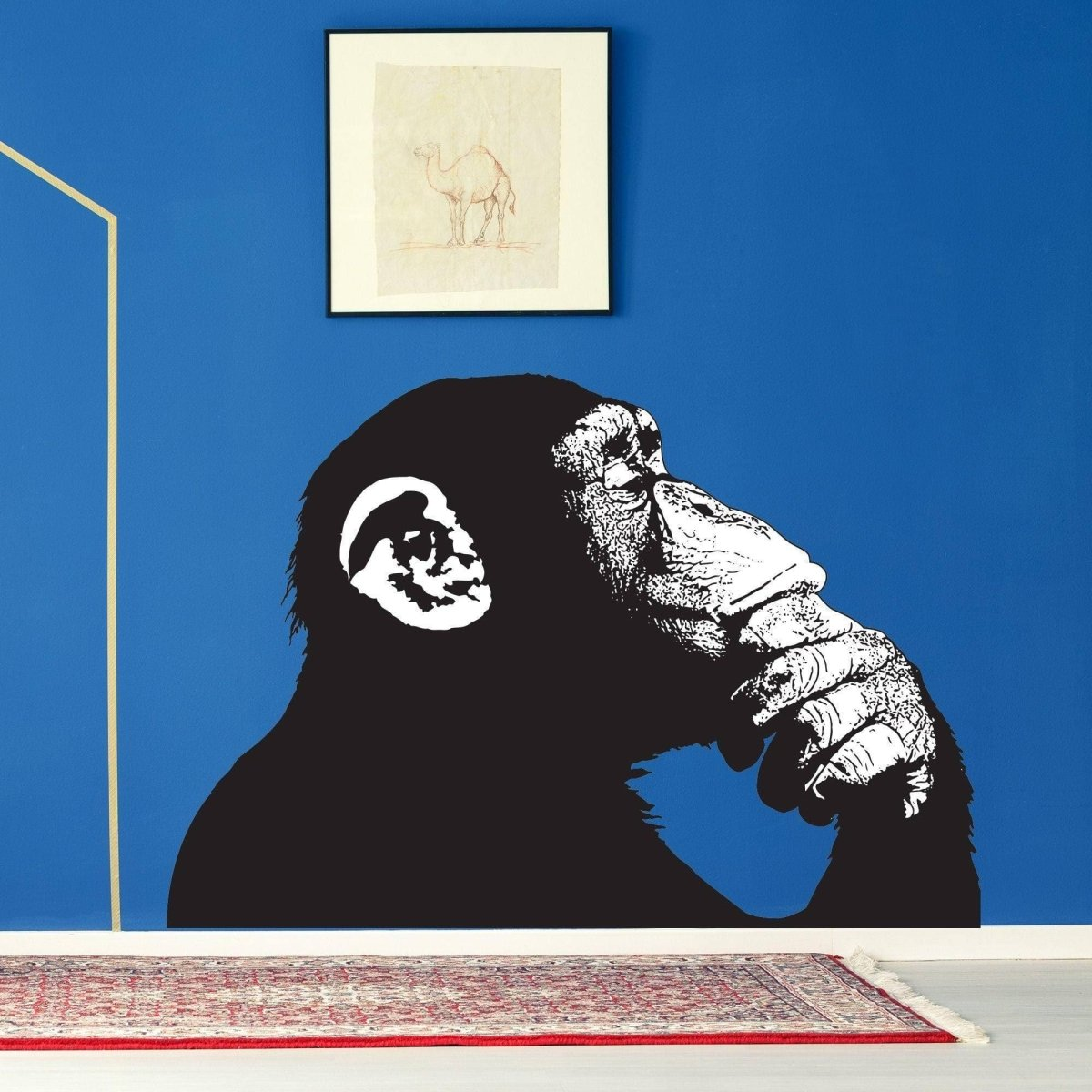 a monkey painted on a wall