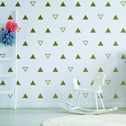 40x Triangle Wall Vinyl Decals - Nursery Kids Room Black Stickers For Decor - White Geometric Baby Removable Sticker Shapes Pattern Decal
