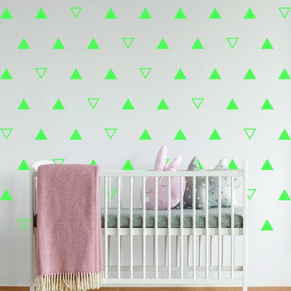 40x Triangle Wall Vinyl Decals - Nursery Kids Room Black Stickers For Decor - White Geometric Baby Removable Sticker Shapes Pattern Decal