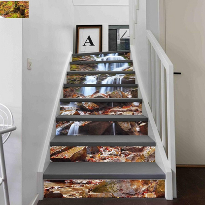 Stair Riser Vinyl Decals - Stairs Risers Stickers - 3d Stick And Peel Decal For Art Decor - Waterfall Step Murals Sticker Strips Home Mural