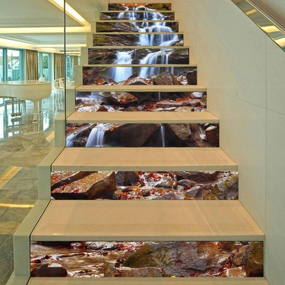 Stair Riser Vinyl Decals - Stairs Risers Stickers - 3d Stick And Peel Decal For Art Decor - Waterfall Step Murals Sticker Strips Home Mural