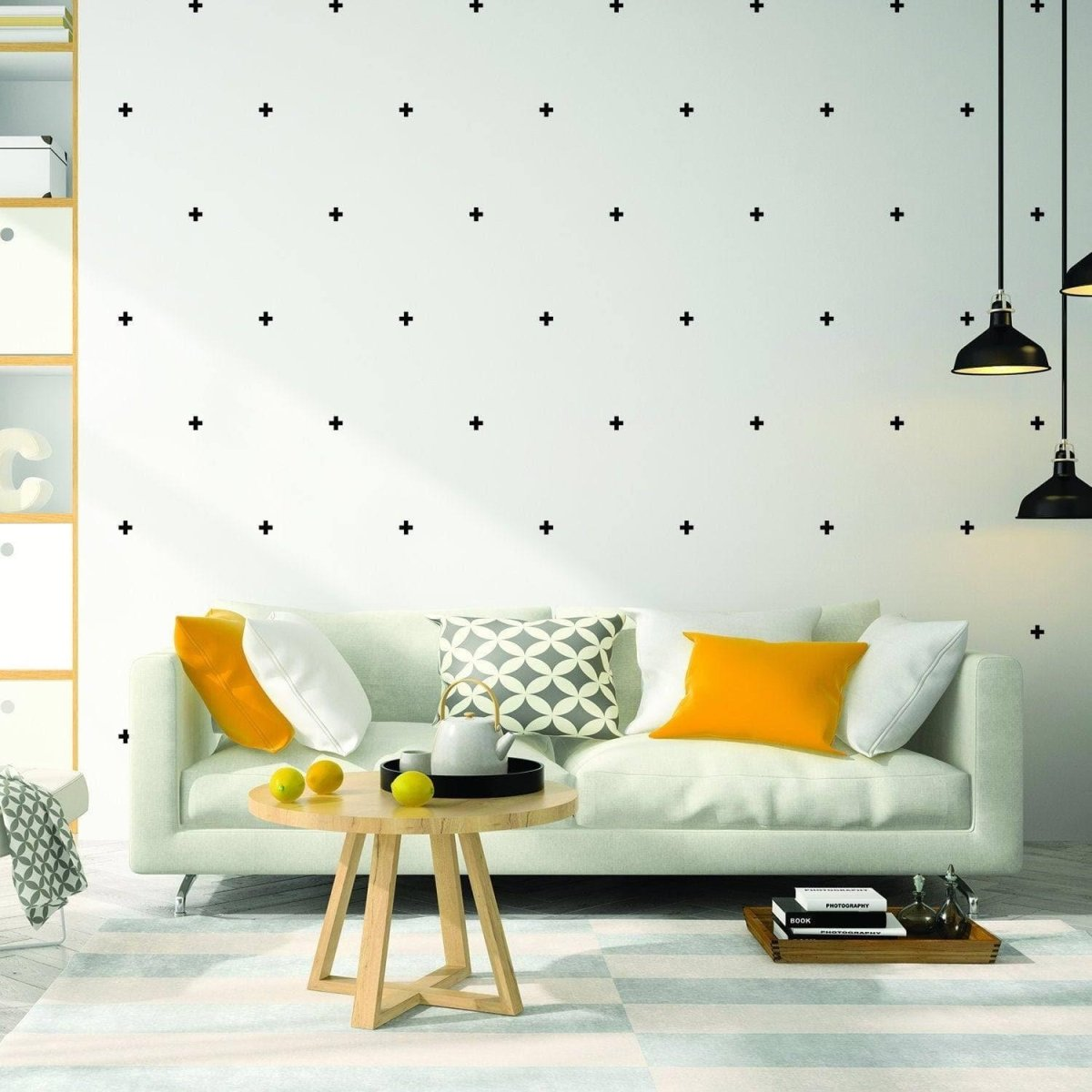 50x Cross Sticker Vinyl Wall Decor - The Adhesive Home Decal Crossing Line - Small Black Decoration For Boy Girl - Large Office Stick