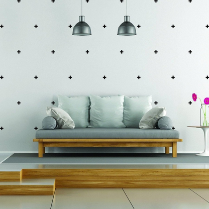 50x Cross Sticker Vinyl Wall Decor - The Adhesive Home Decal Crossing Line - Small Black Decoration For Boy Girl - Large Office Stick