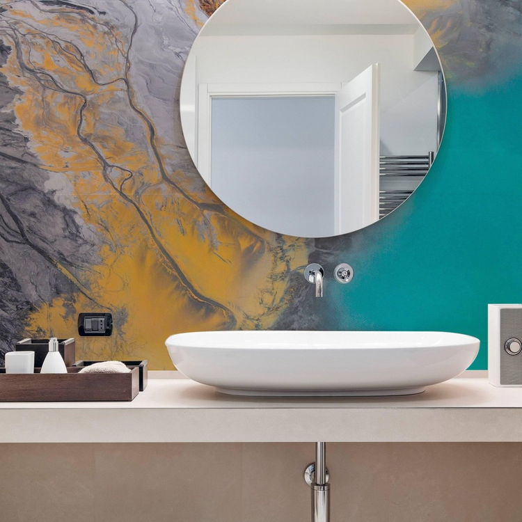 a sink and mirror on a counter