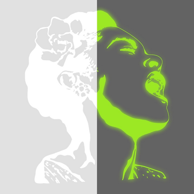 a woman's face with green liquid in her mouth
