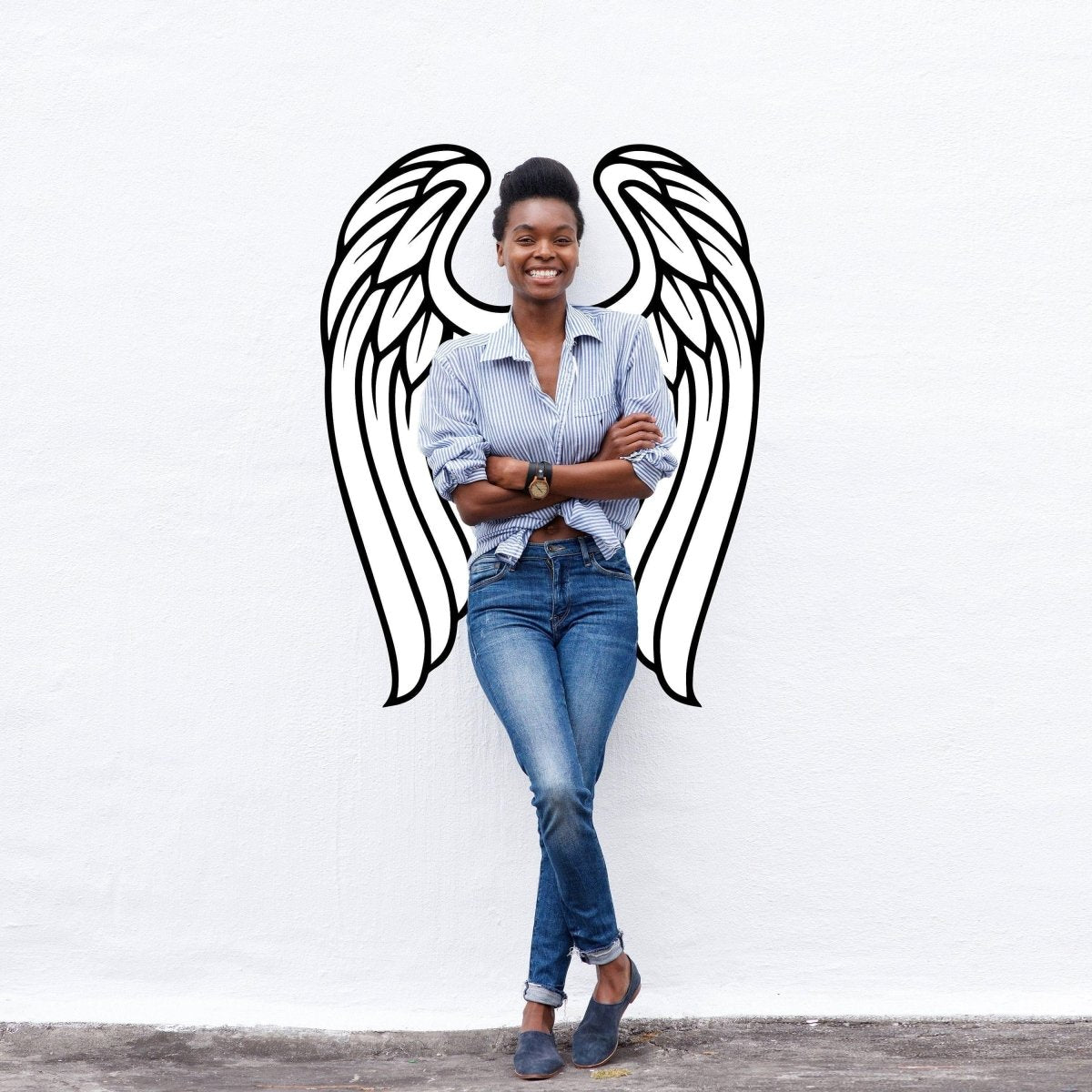 Angel Wings Wall Decor - Angels Wing Art Vinyl Decal - Large Feather Sticker For Room Decoration - The Girl Princess Home 3d Mural