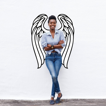 Angel Wings Wall Decor - Angels Wing Art Vinyl Decal - Large Feather Sticker For Room Decoration - The Girl Princess Home 3d Mural