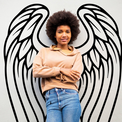 Angel Wings Wall Decor - Angels Wing Art Vinyl Decal - Large Feather Sticker For Room Decoration - The Girl Princess Home 3d Mural