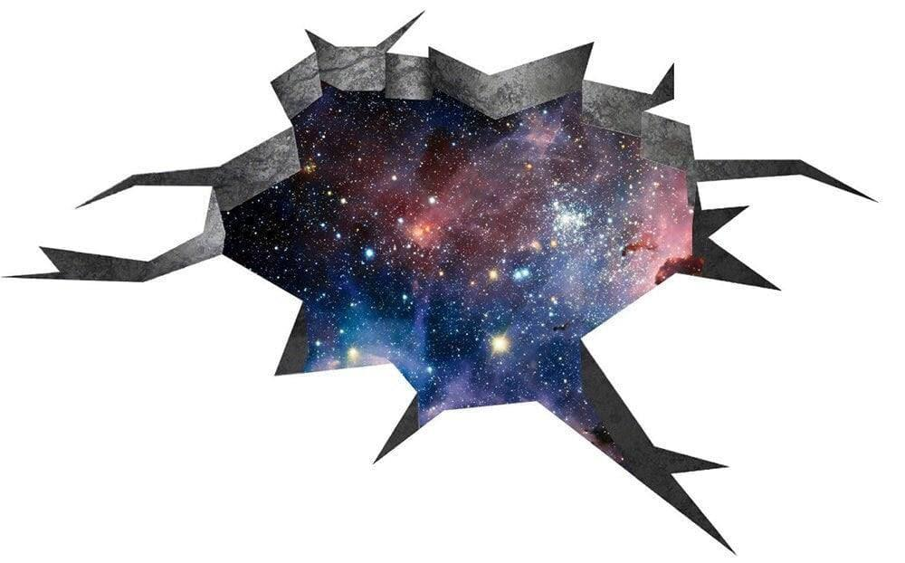 3d Effect Deep Space Wall Sticker - Outer Galaxy Floor Art Decor Mural Porthole Tunnel View Printed Decal - Printing Hole Universe Illusion